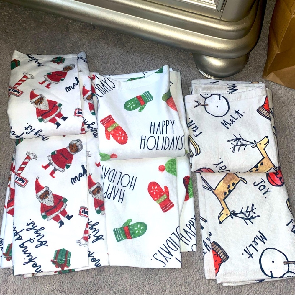 Rae Dunn Christmas holiday towel set 6 towels